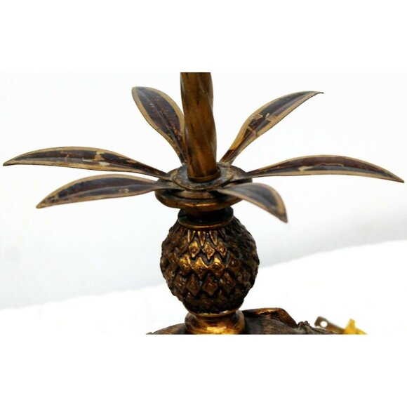 Elephant Table Accent Lamp Resin Bronze Colored Decorated Jungle Short Leaves - Picture 4 of 12